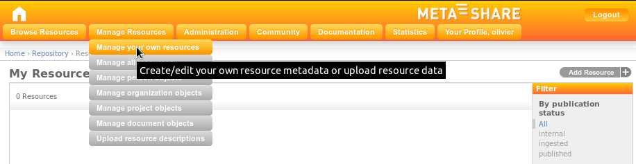 META-SHARE backend for resource providers